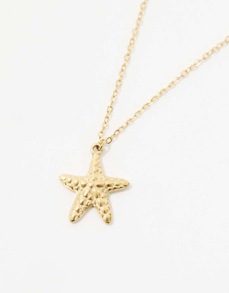 Lost Souls stainless steel starfish pendant necklace in 18k gold plated