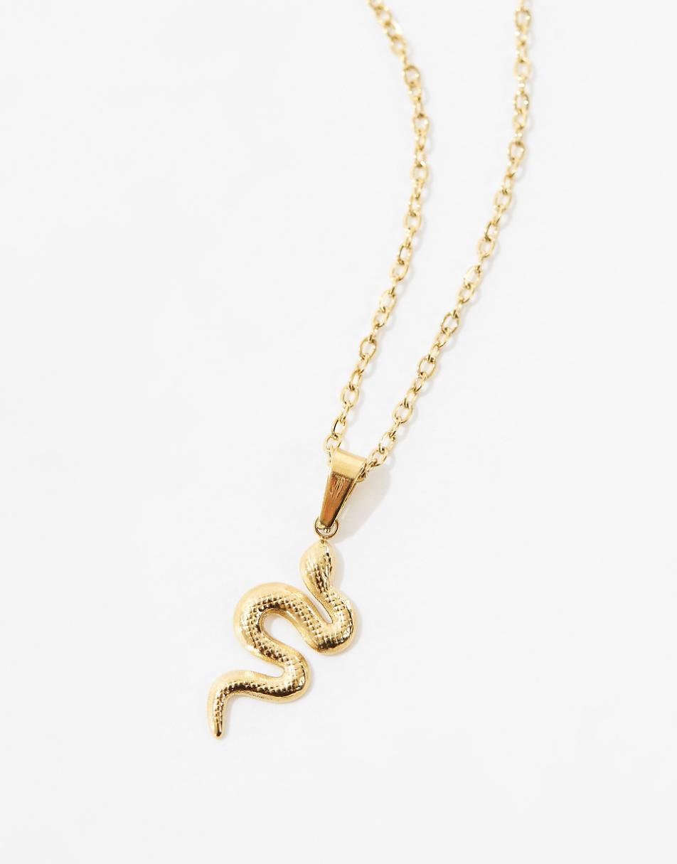 Lost Souls stainless steel snake pendant necklace in 18k gold plated