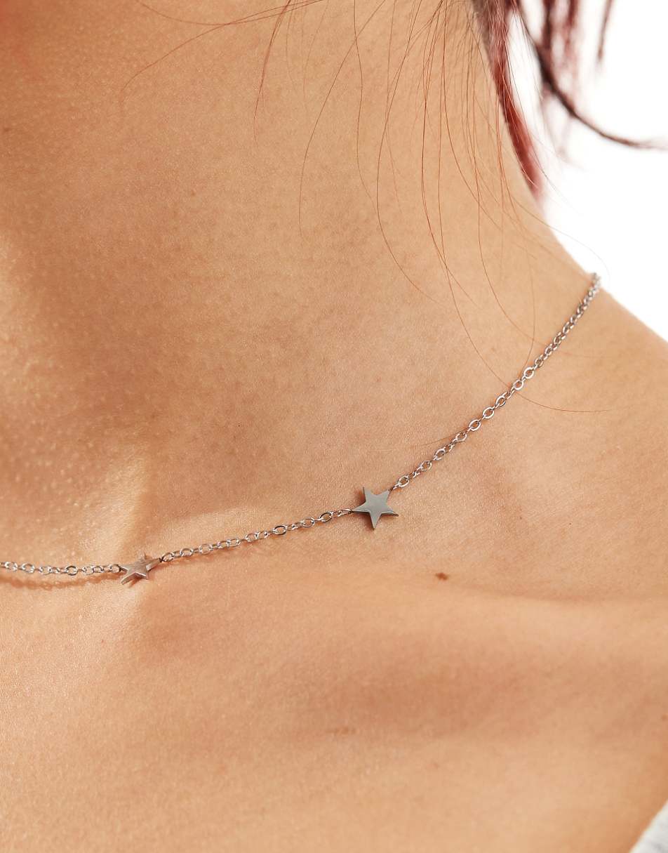 Lost Souls stainless steel star necklace in stainless silver