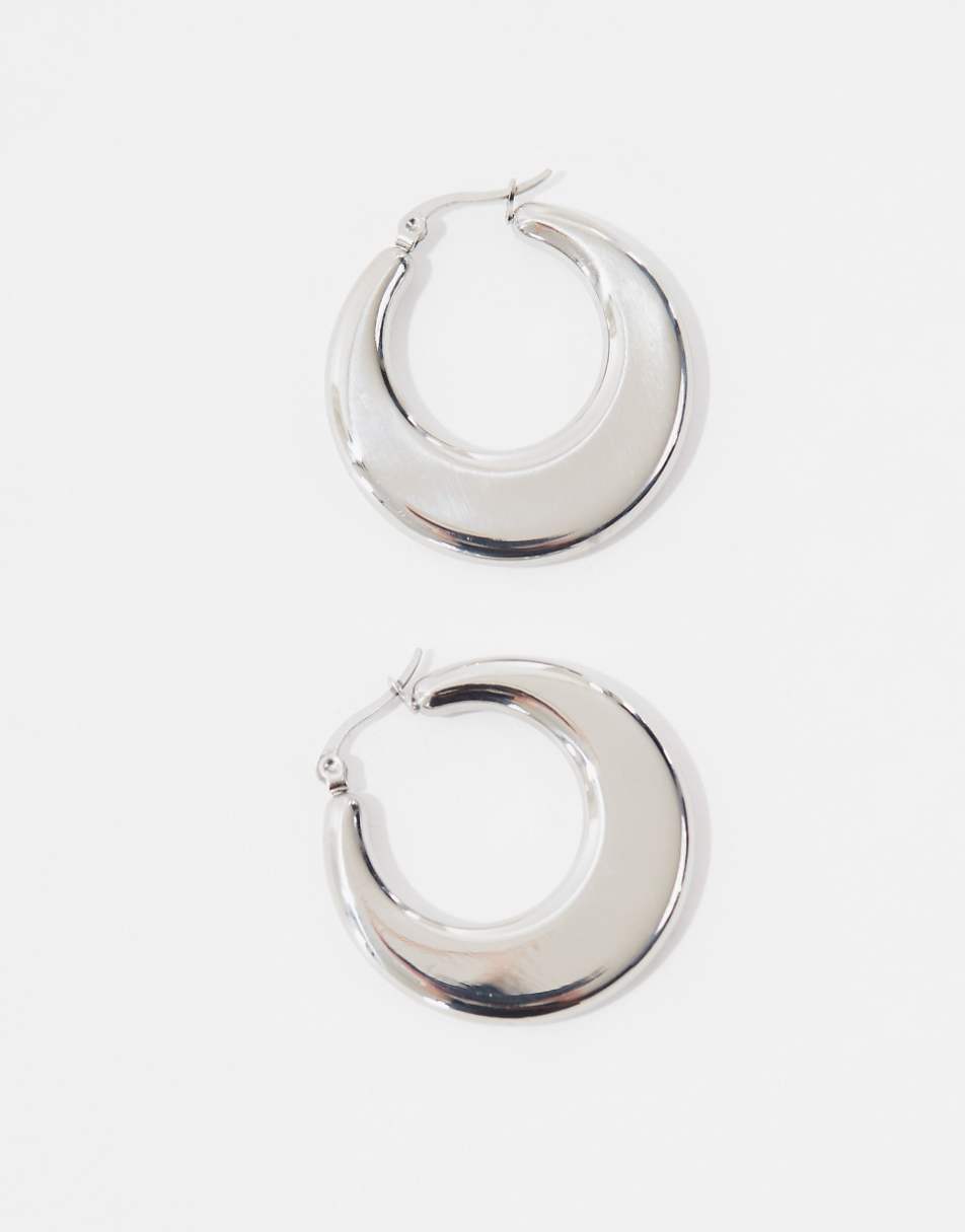 Lost Souls stainless steel sleek hoop earrings in silver