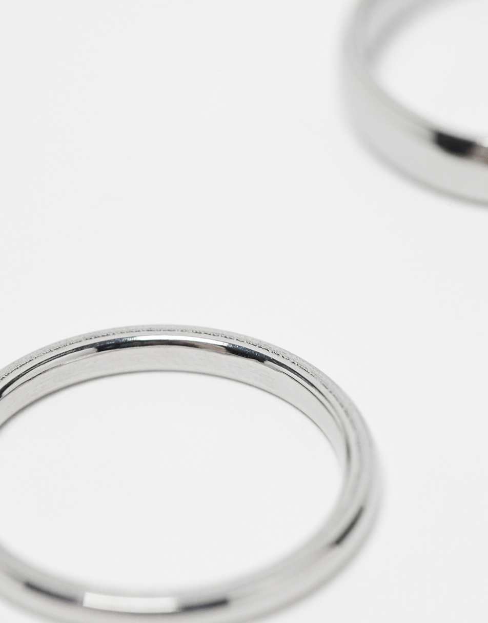 Lost Souls stainless steel pack of rings 4mm and 2mm in silver