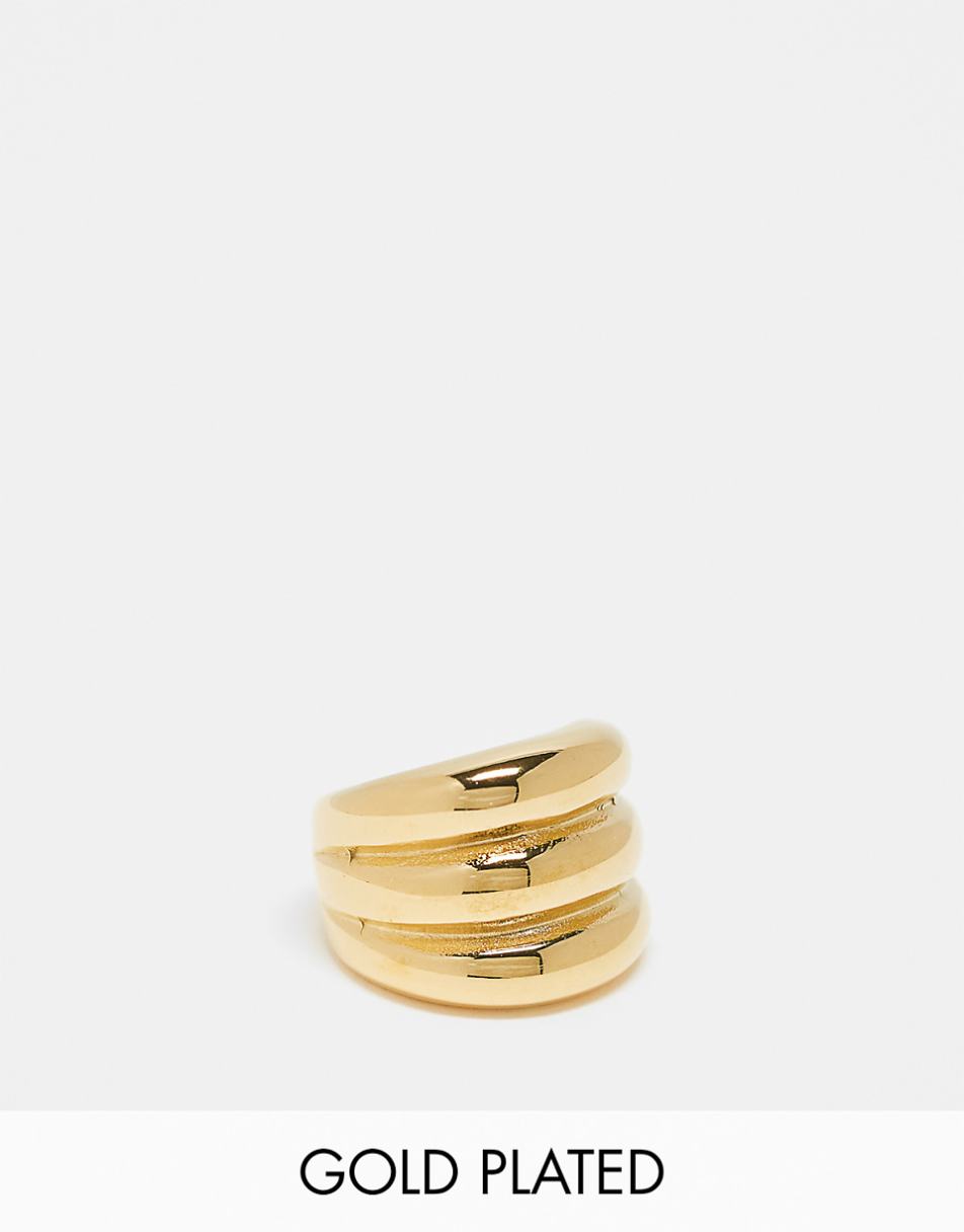 Lost Souls stainless steel triple dome ring in 18k gold plate