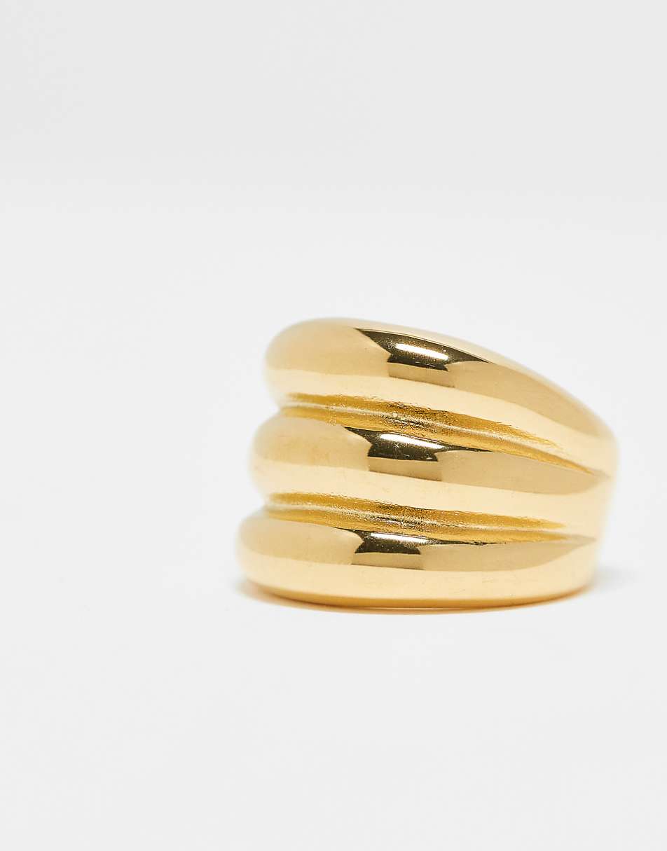 Lost Souls stainless steel triple dome ring in 18k gold plate