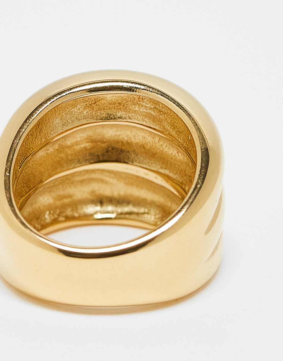 Lost Souls stainless steel triple dome ring in 18k gold plate