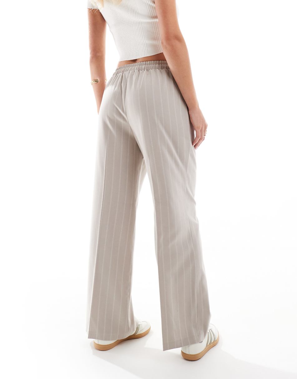 ASOS DESIGN Petite tailored pull on pants in stone stripe
