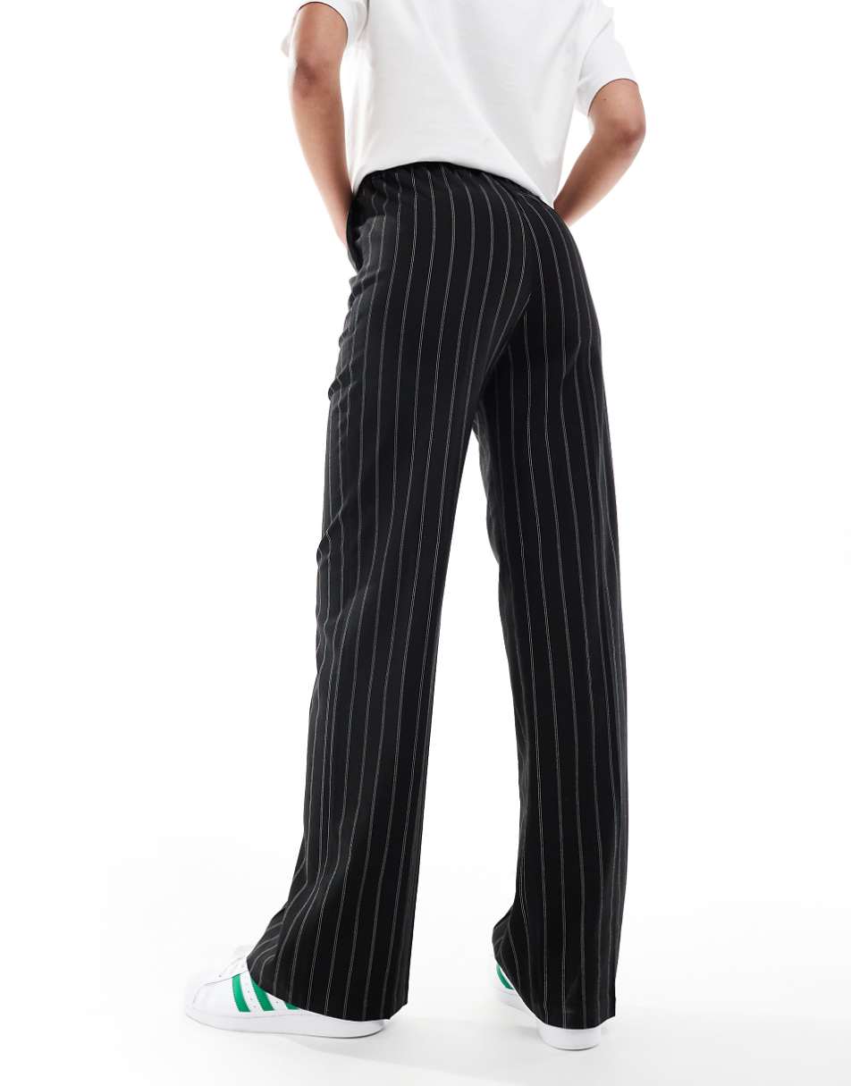 ASOS DESIGN Tall tailored pull on pants in black stripe