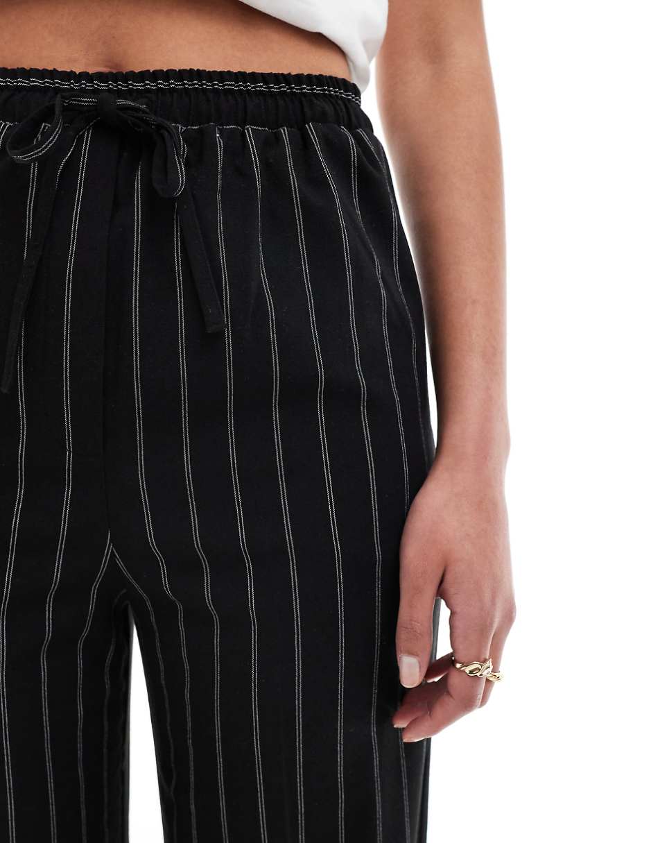 ASOS DESIGN Tall tailored pull on pants in black stripe