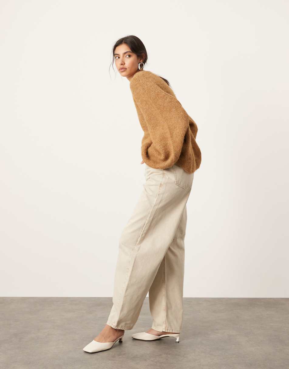 ASOS EDITION knit oversized crew neck sweater in camel