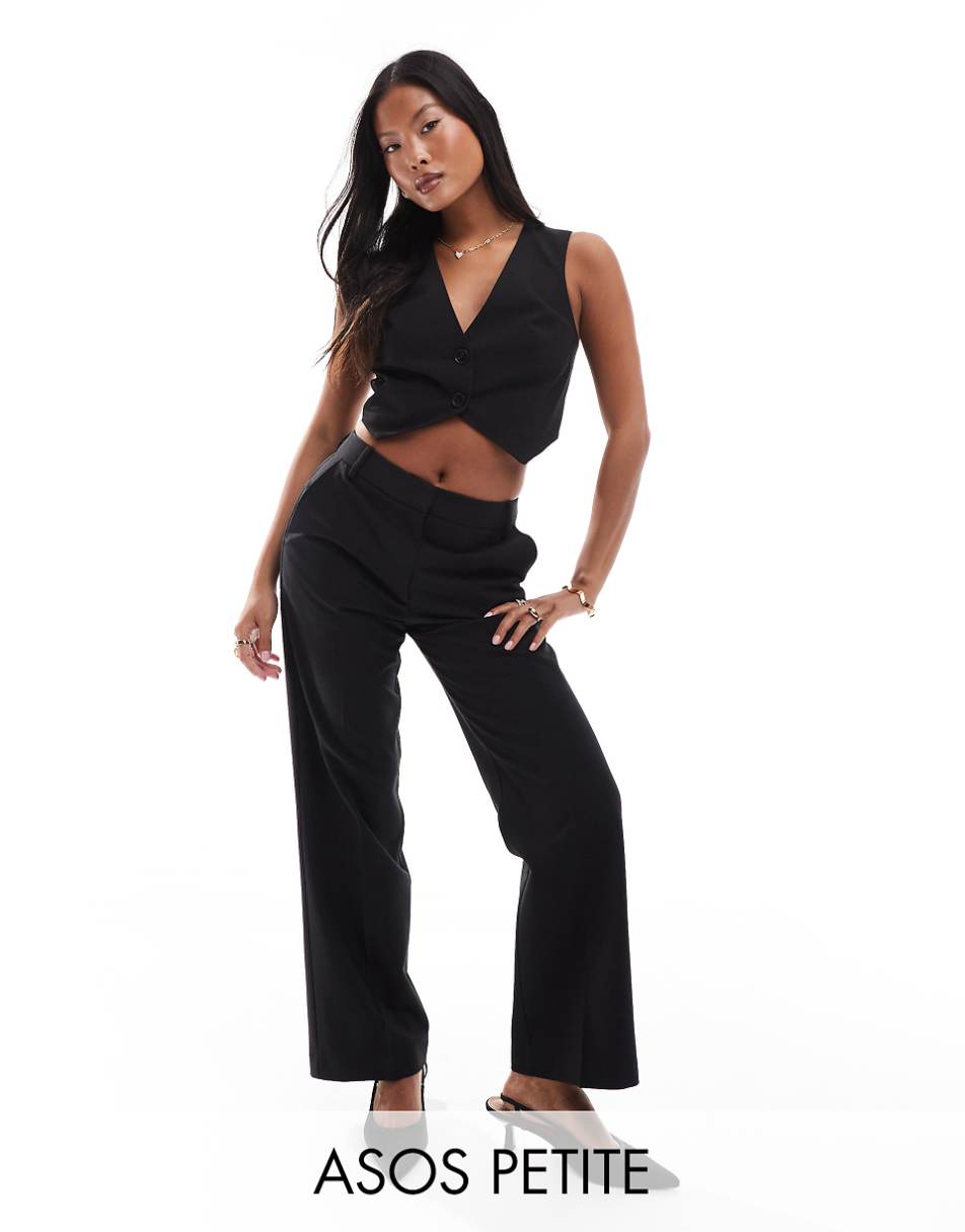 ASOS DESIGN Petite slim straight tailored pants in black