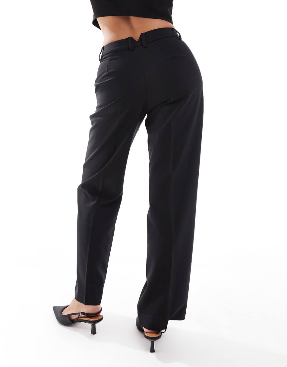ASOS DESIGN Petite slim straight tailored pants in black
