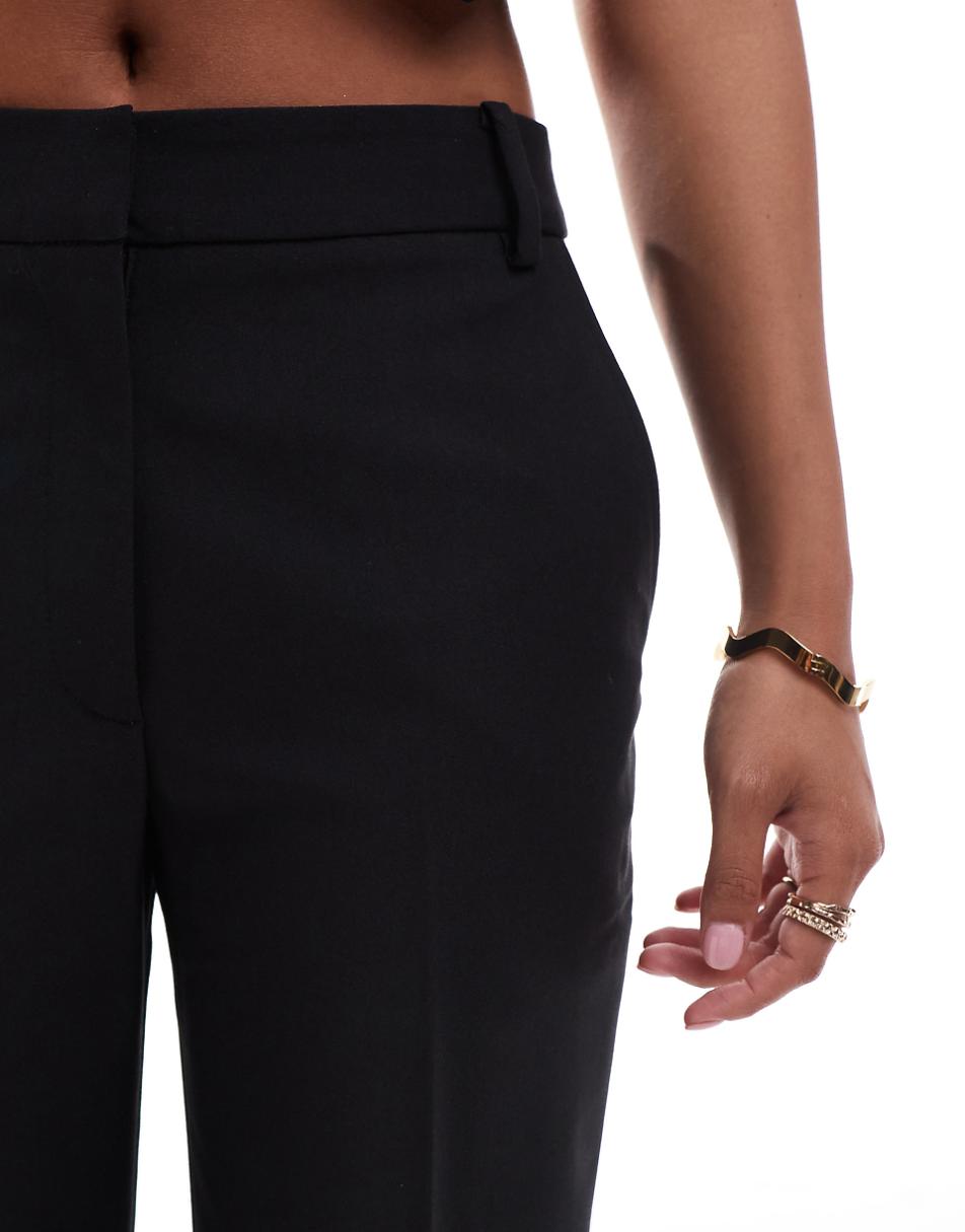 ASOS DESIGN Petite slim straight tailored pants in black