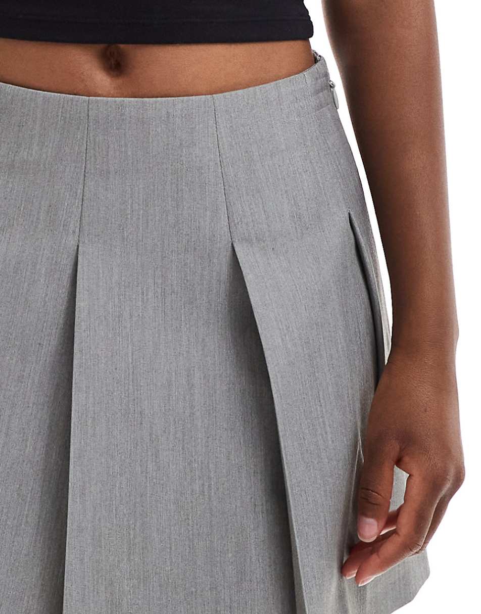 ASOS DESIGN tailored pleated mini skirt in gray