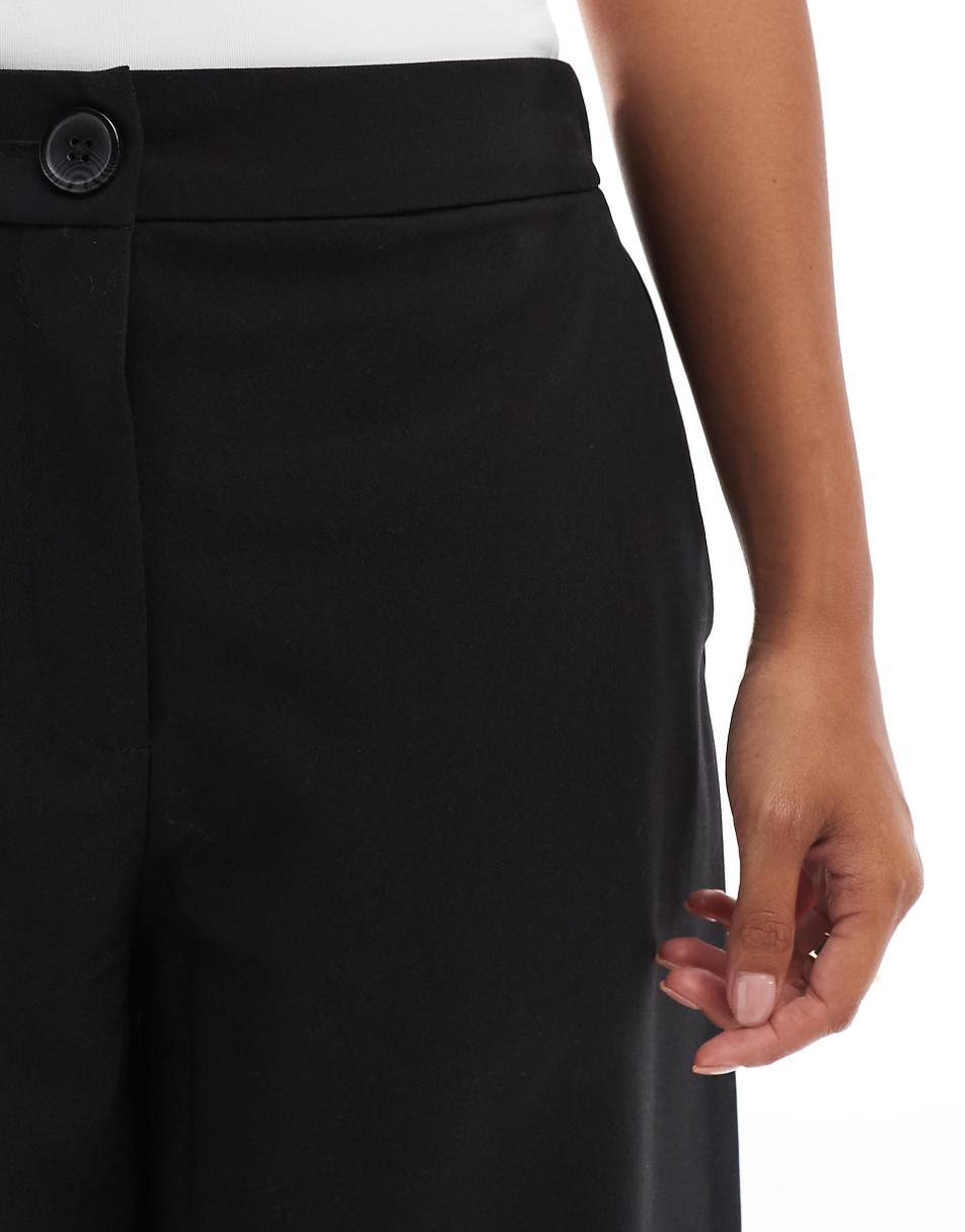 ASOS DESIGN Petite tailored wide leg dad pants in black