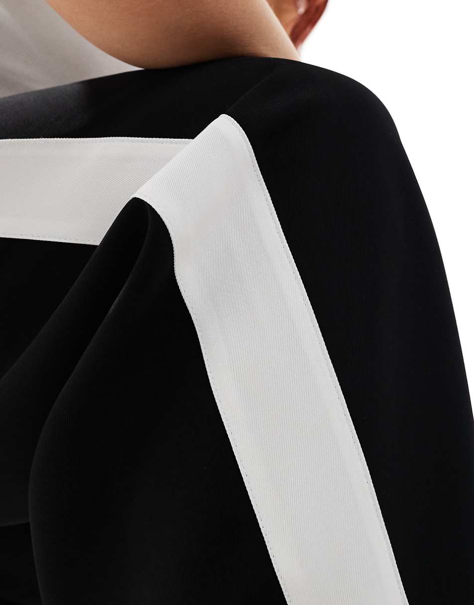 ASOS DESIGN pull on pants with contrast panel in black