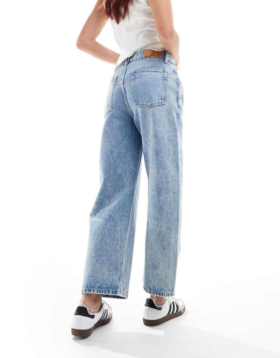 Free People low-rise cropped baggy jeans in light blue