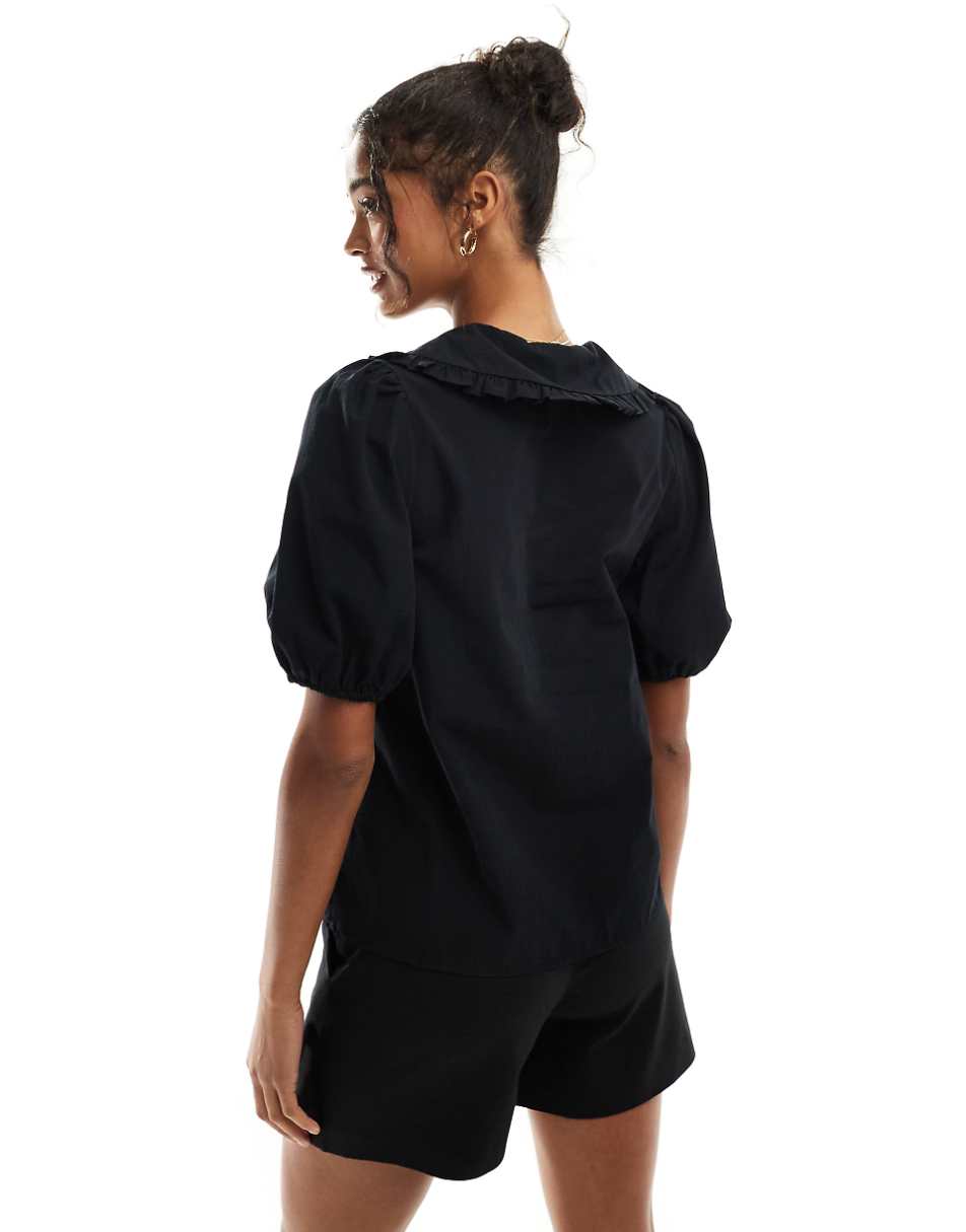 Nobody's Child Emmie collar blouse in black