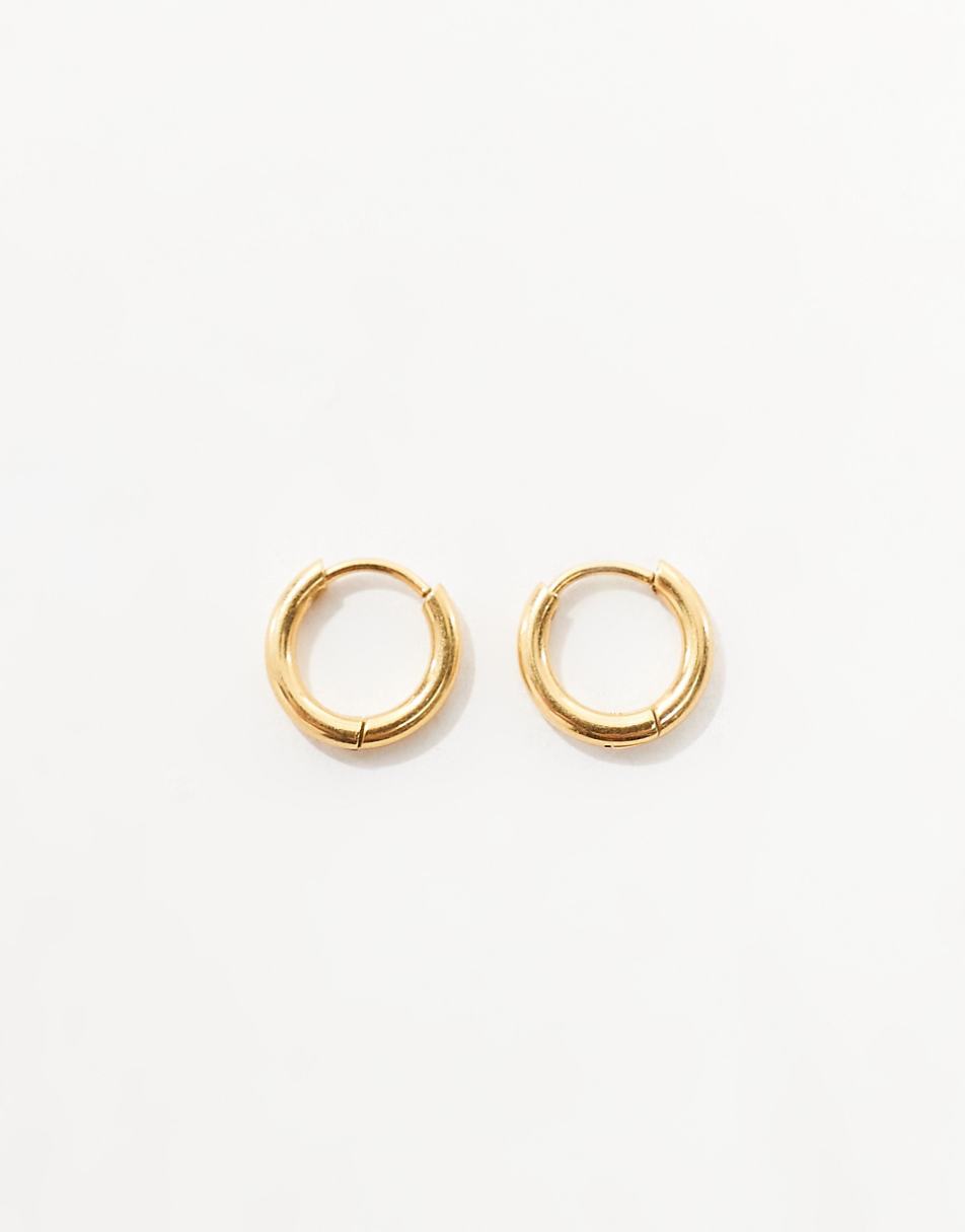 ASOS DESIGN waterproof stainless steel huggie hoop earrings in gold tone