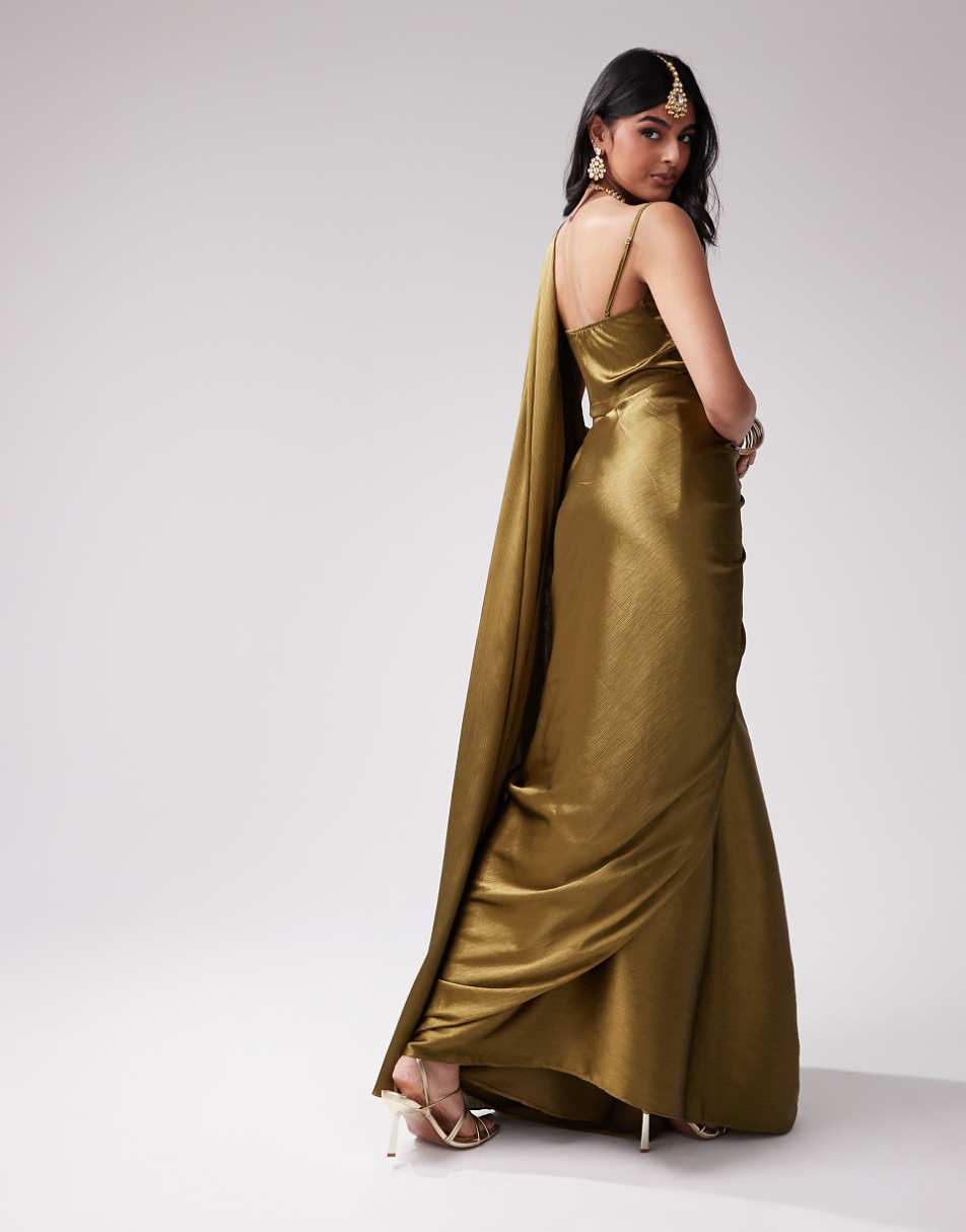Kanya London Bridesmaid Saree set in olive