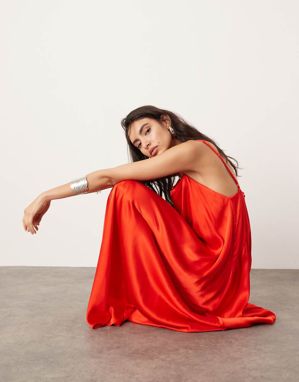 ASOS EDITION statement strappy cami maxi dress in red