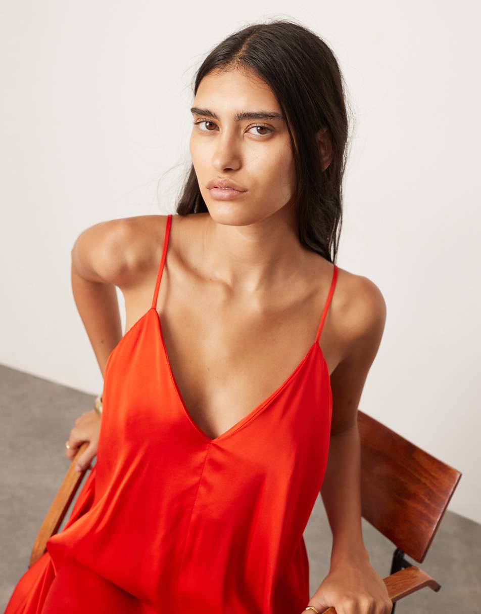 ASOS EDITION statement strappy cami maxi dress in red