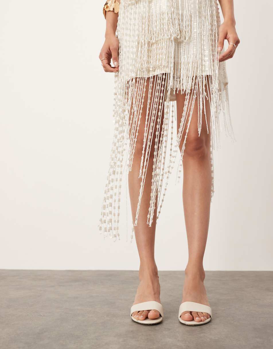 ASOS EDITION embellished fringe mini dress in cream
