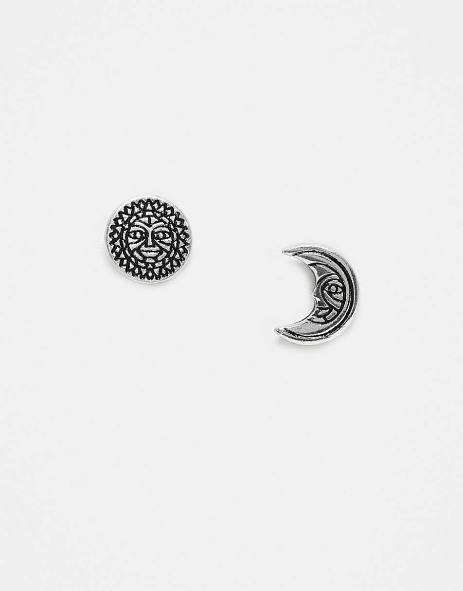Classics 77 sun and moon stud earrings in silver