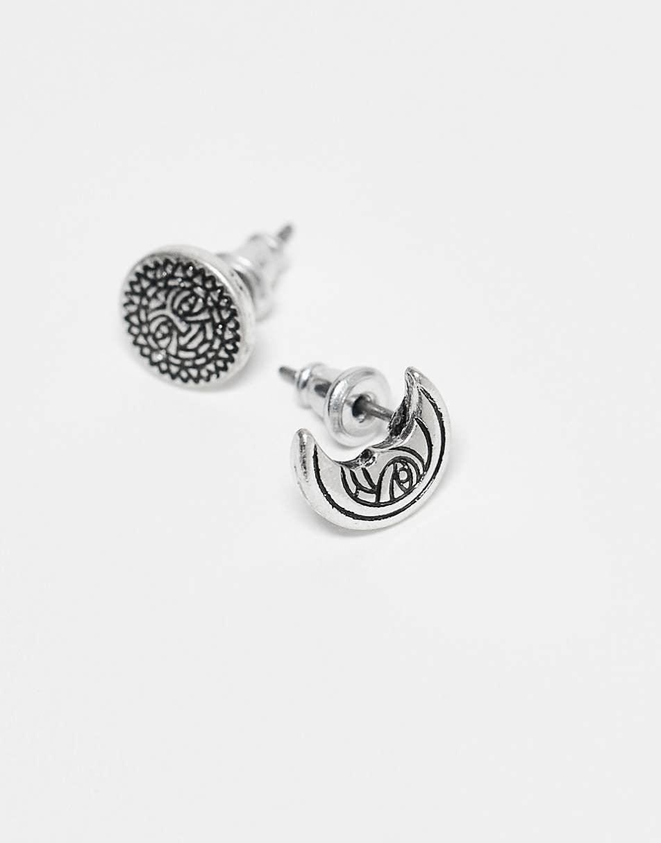 Classics 77 sun and moon stud earrings in silver