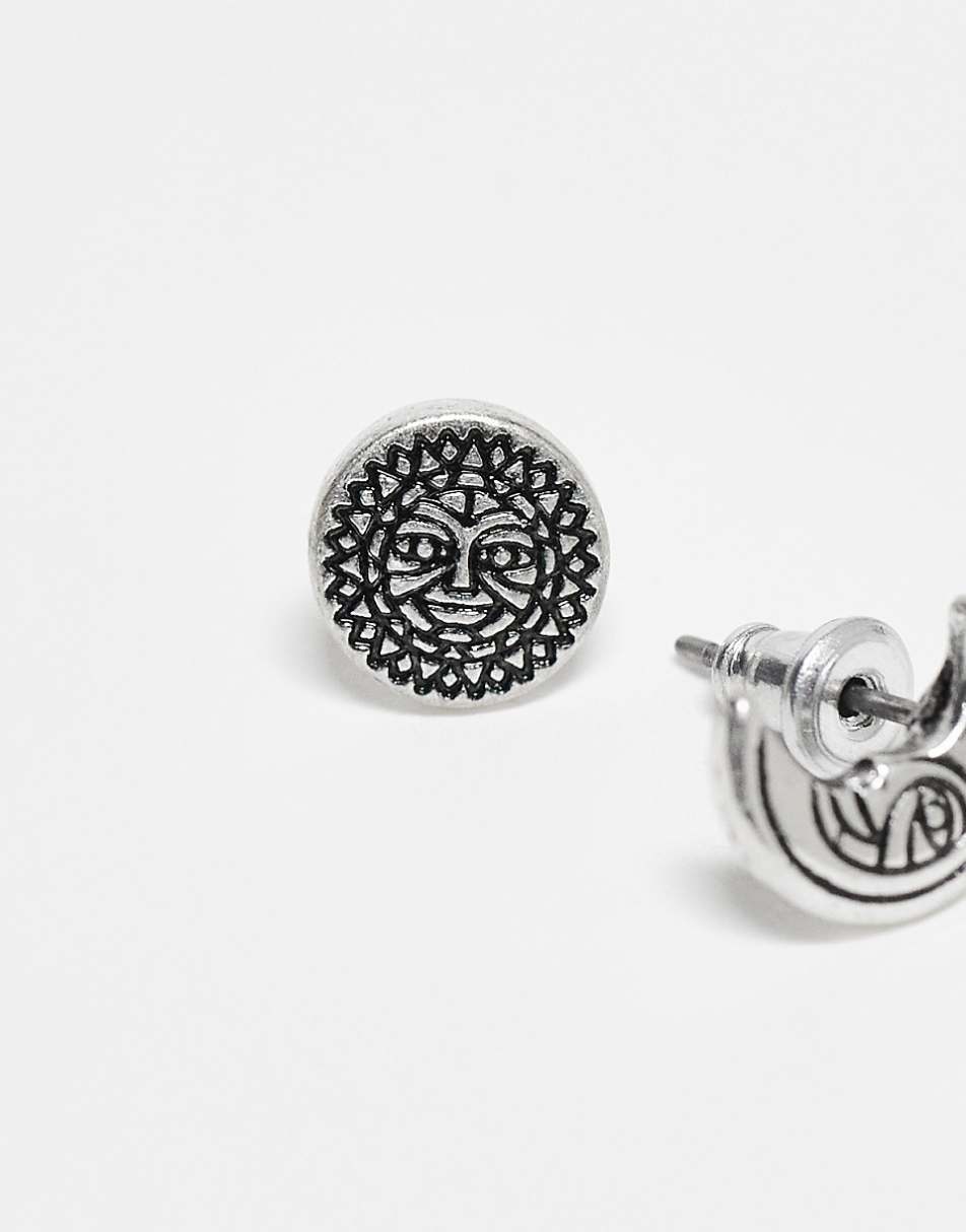 Classics 77 sun and moon stud earrings in silver
