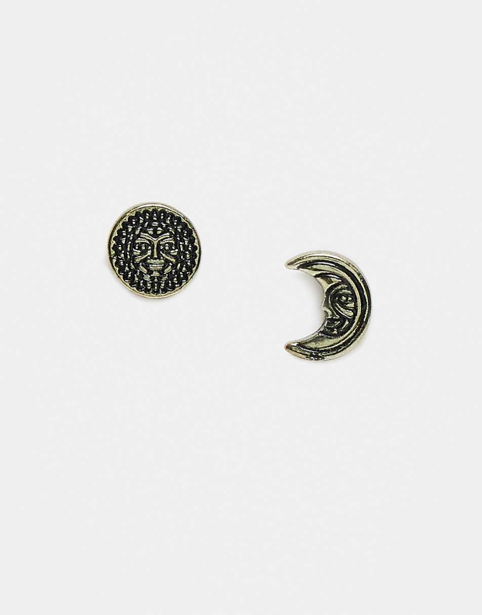 Classics 77 sun and moon stud earrings in gold