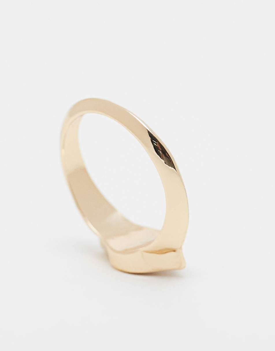 ASOS DESIGN ring with crystal eye detail in gold tone