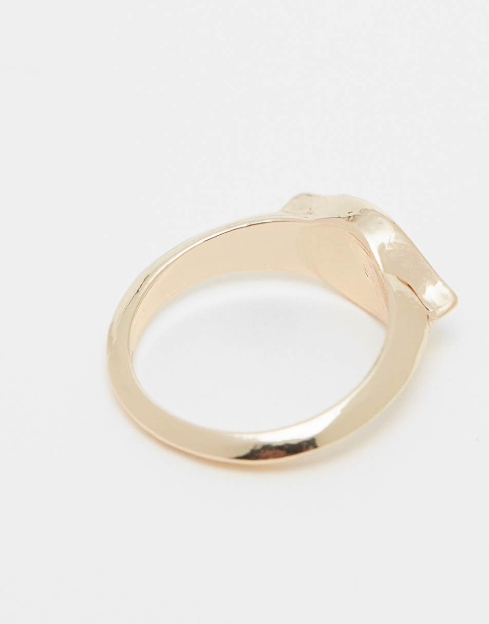ASOS DESIGN ring with crystal eye detail in gold tone