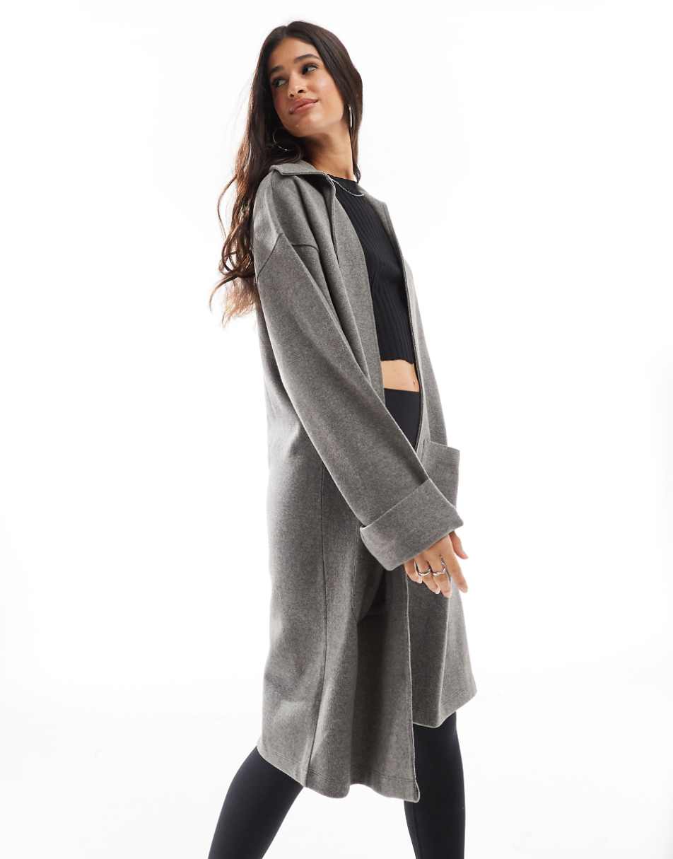 ASOS DESIGN super soft long line cardigan in charcoal heather