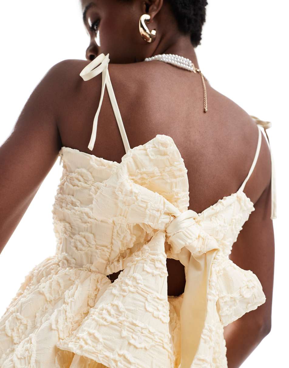 Labelrail x Sumbo Owoyele textured tie shoulder cami mini dress in ecru