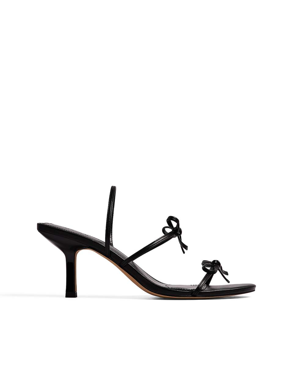 NA-KD heeled sandals with bow detail in black