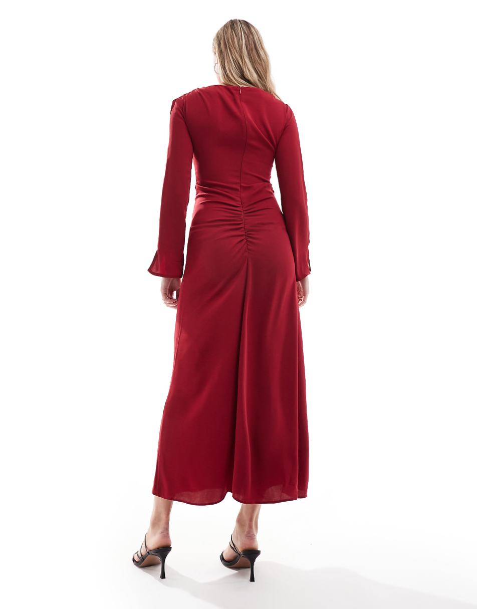 ASOS DESIGN tie up waist crepe maxi dress in red