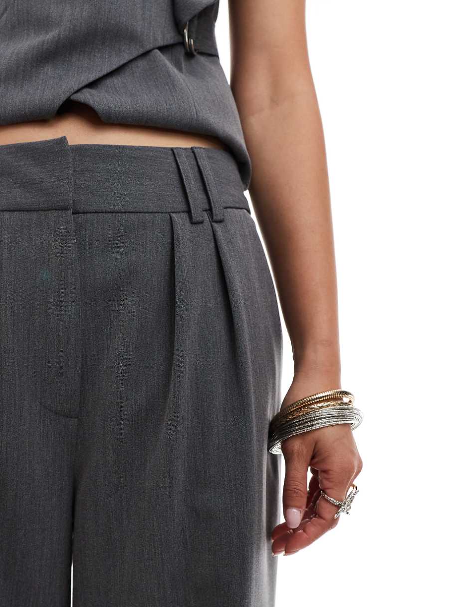 COLLUSION tailored wide leg pants with elastic waistband in charcoal gray - part of a set