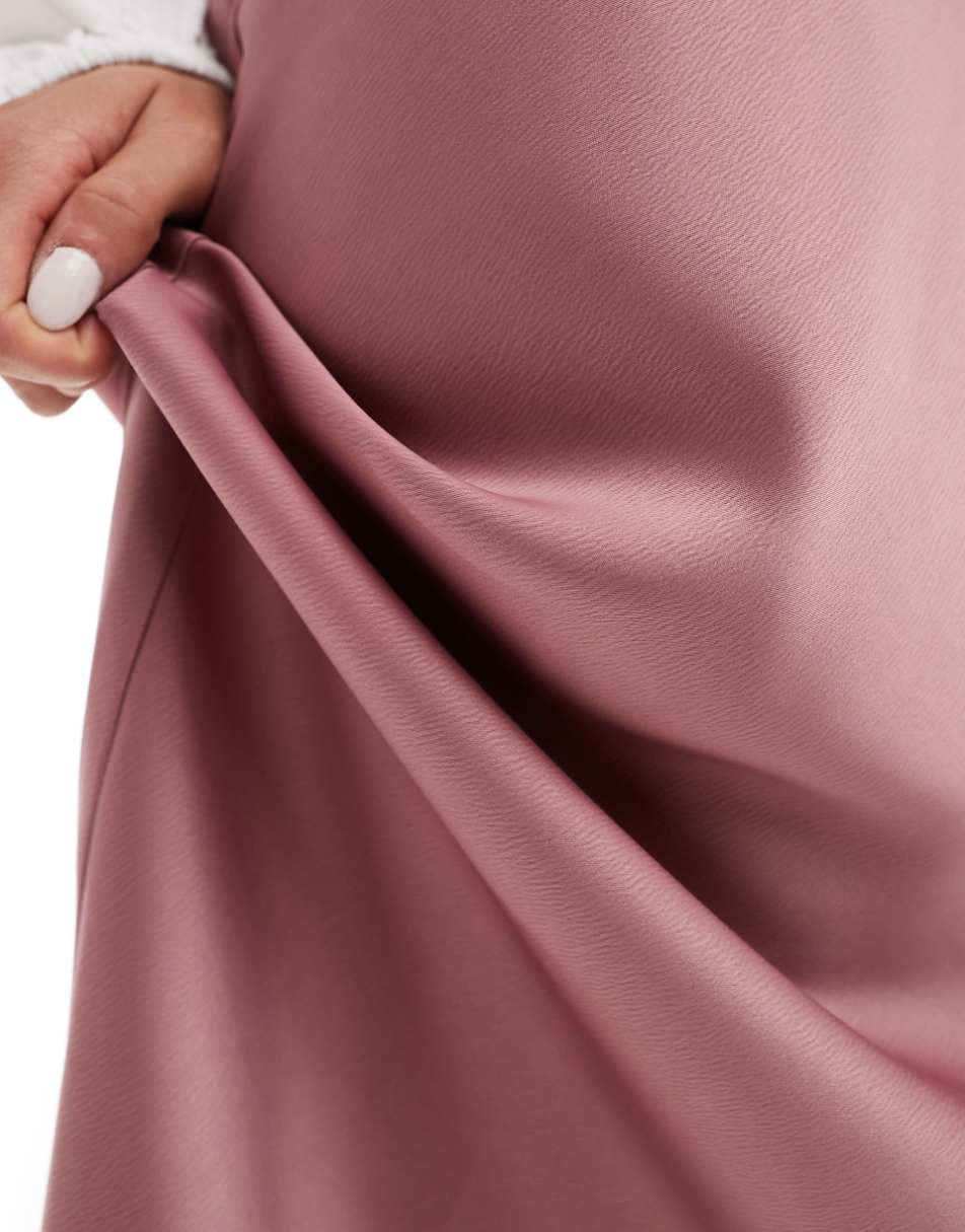ASOS DESIGN satin bias maxi skirt in pink