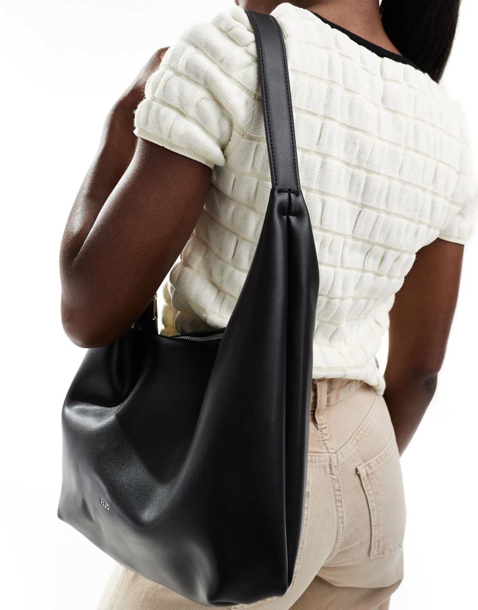 PASQ large slouchy shoulder bag in black