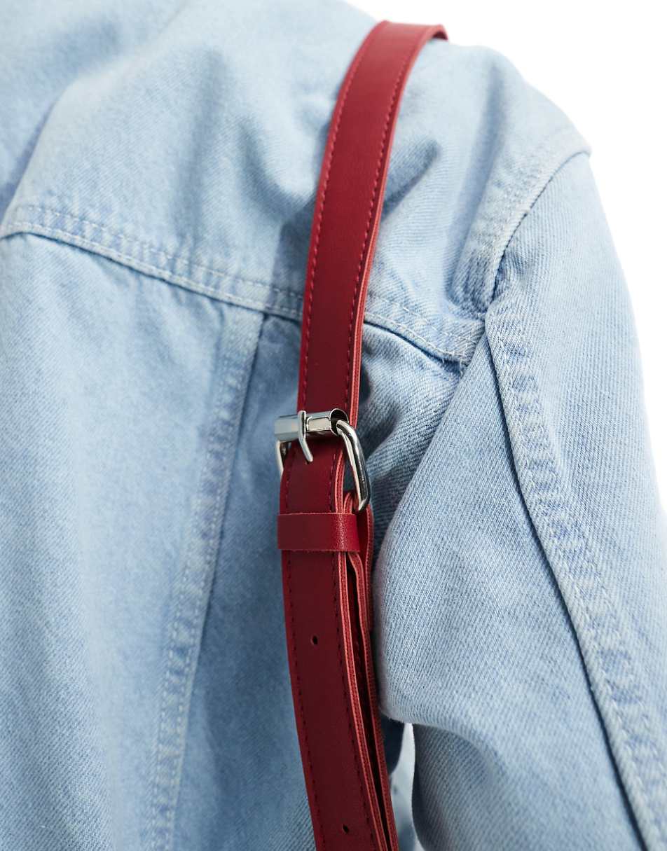 PASQ diamond shaped crossbody bag in dark red