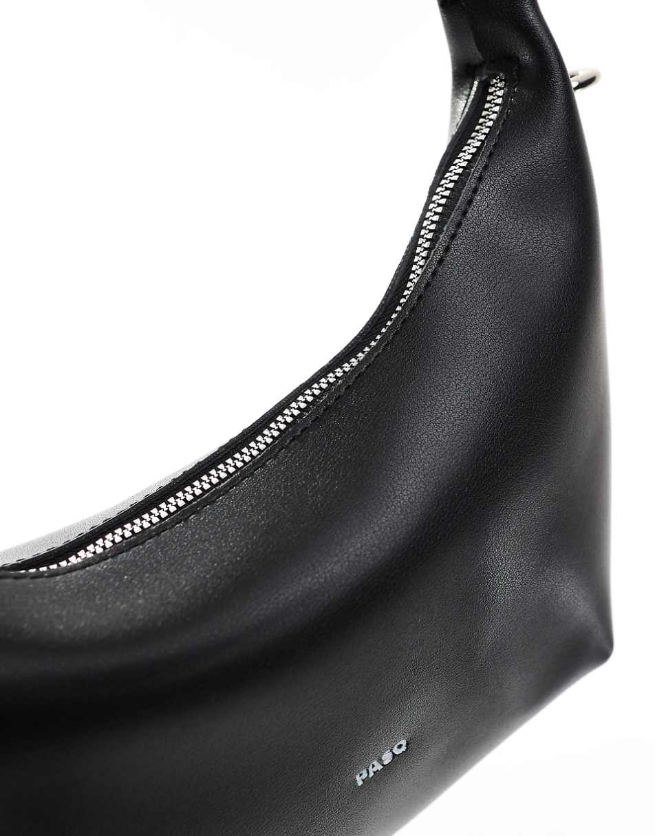 PASQ crescent shoulder bag with detachable crossbody strap in black