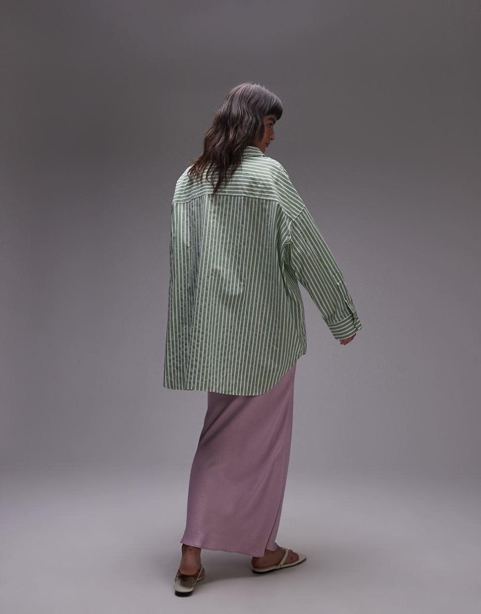 Topshop super oversized shirt in green stripe
