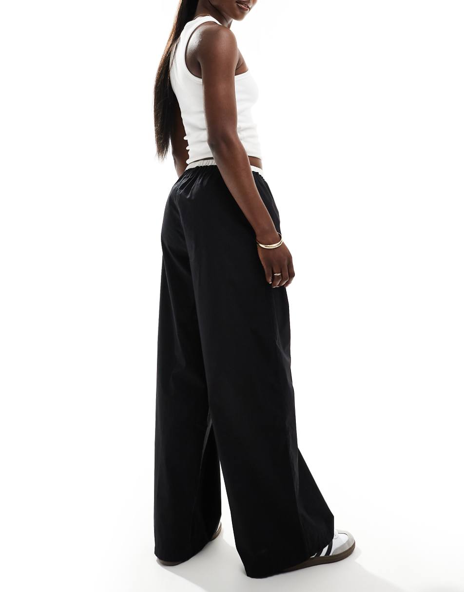 ASOS DESIGN pull on contrast waist pants in black