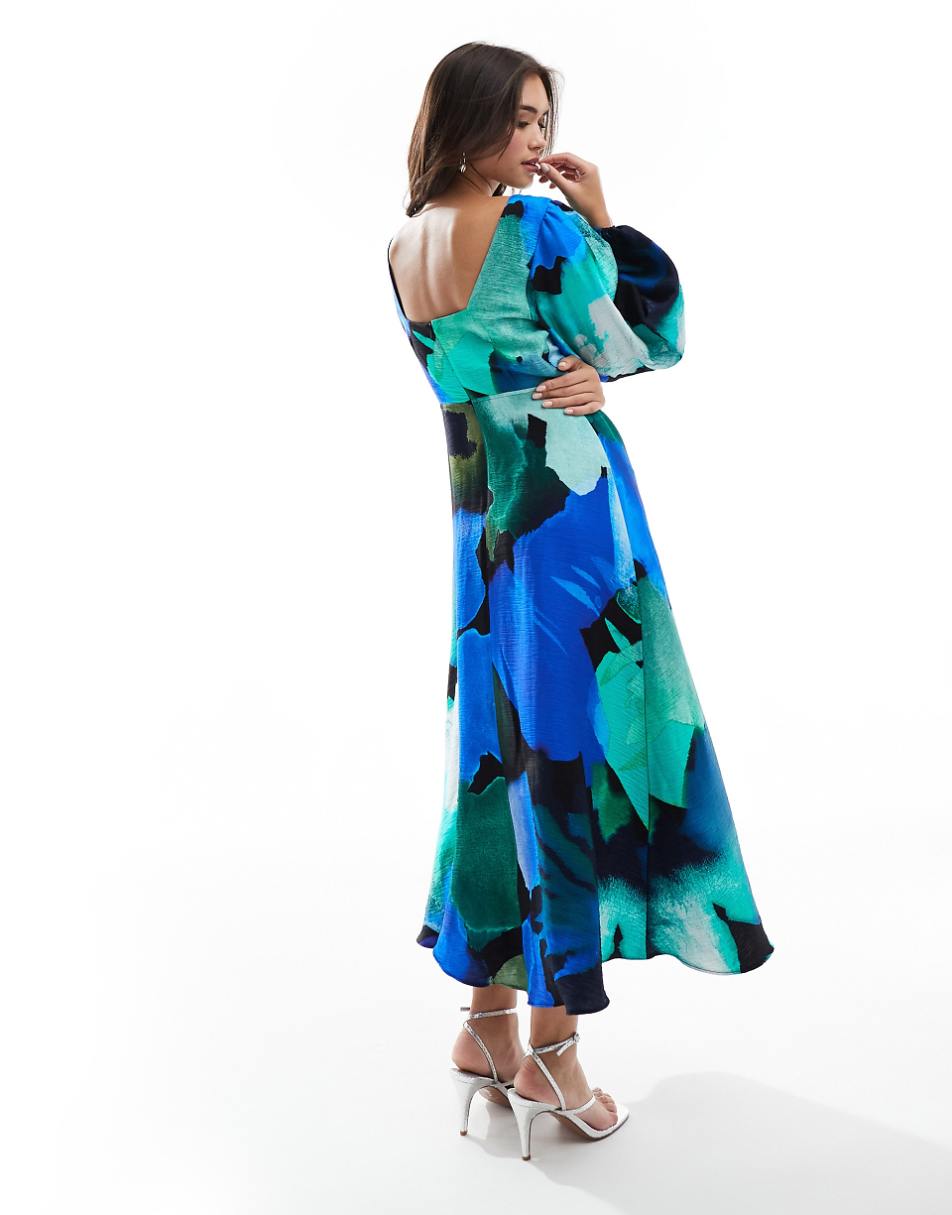 Nobody's Child Zora midaxi dress in watercolor floral blue