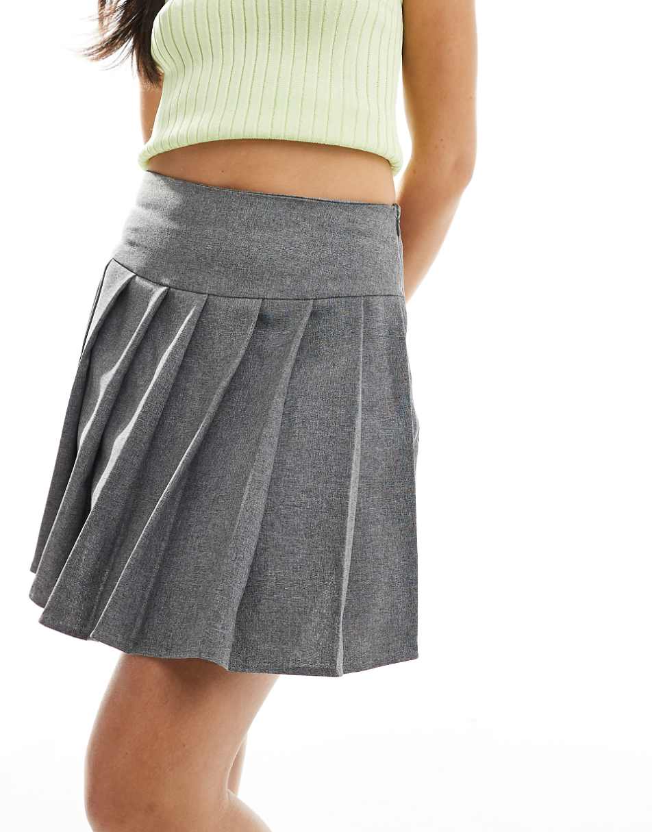 ASOS DESIGN pleated mini skirt in gray