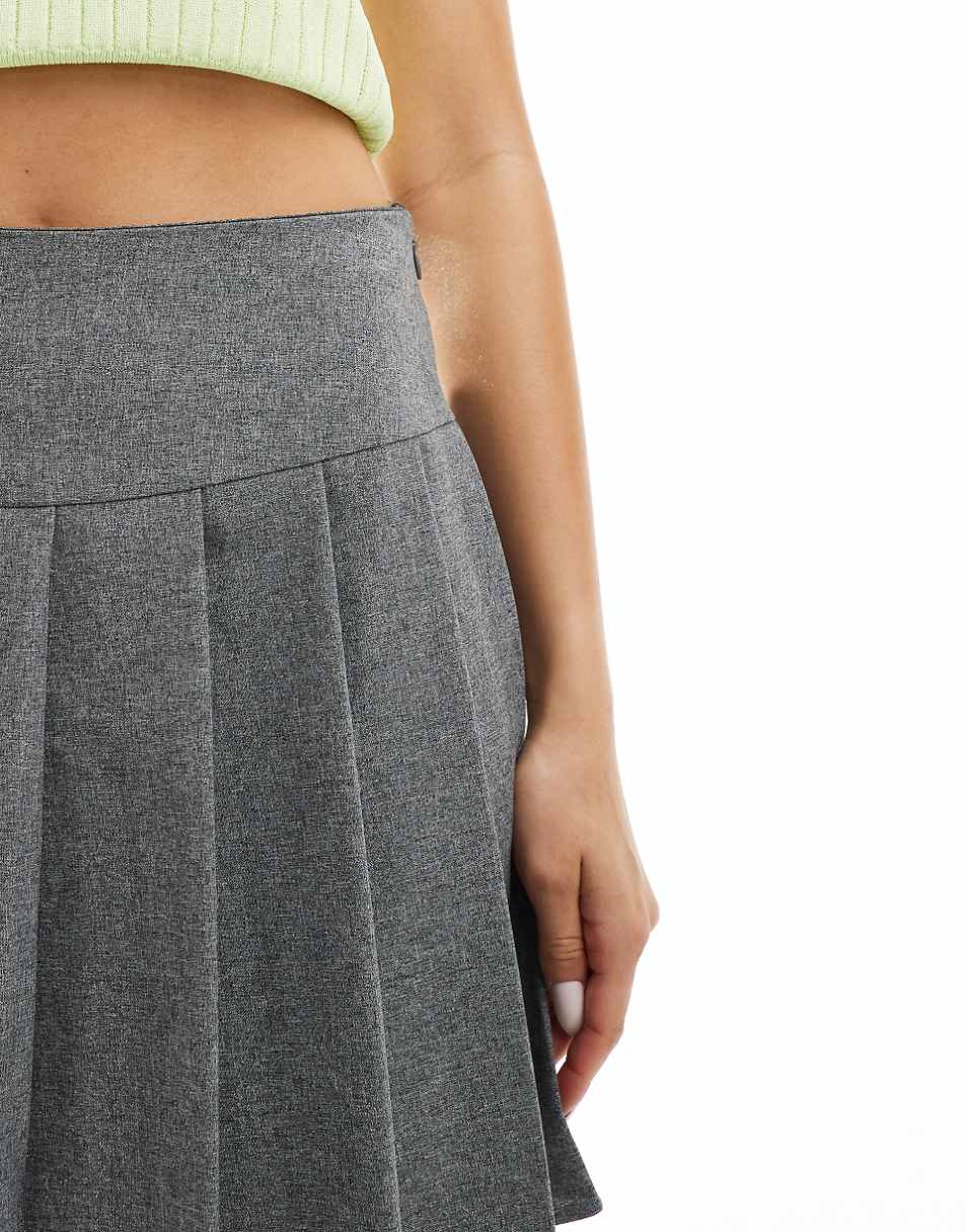 ASOS DESIGN pleated mini skirt in gray