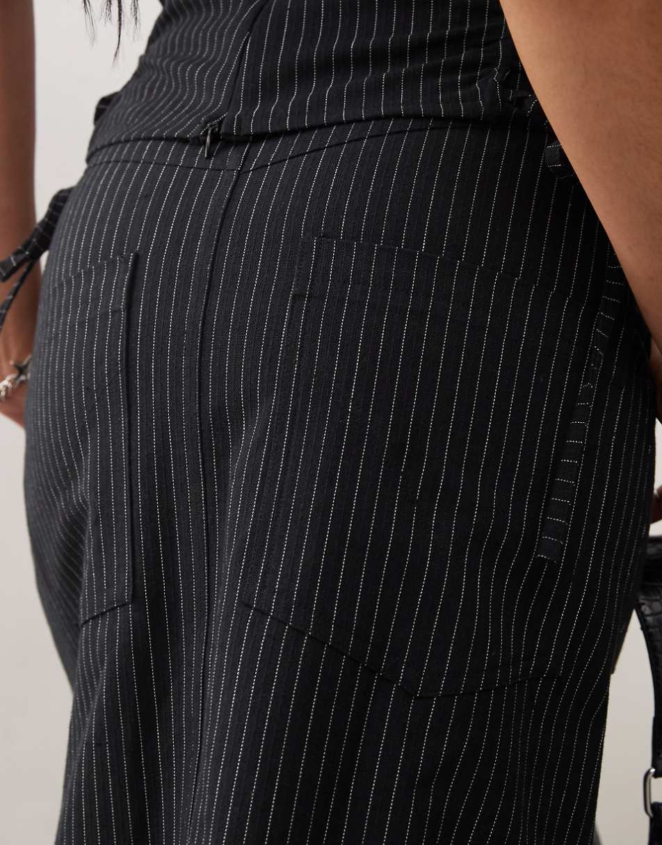 COLLUSION casual utility maxi skirt in black pinstripe - part of a set