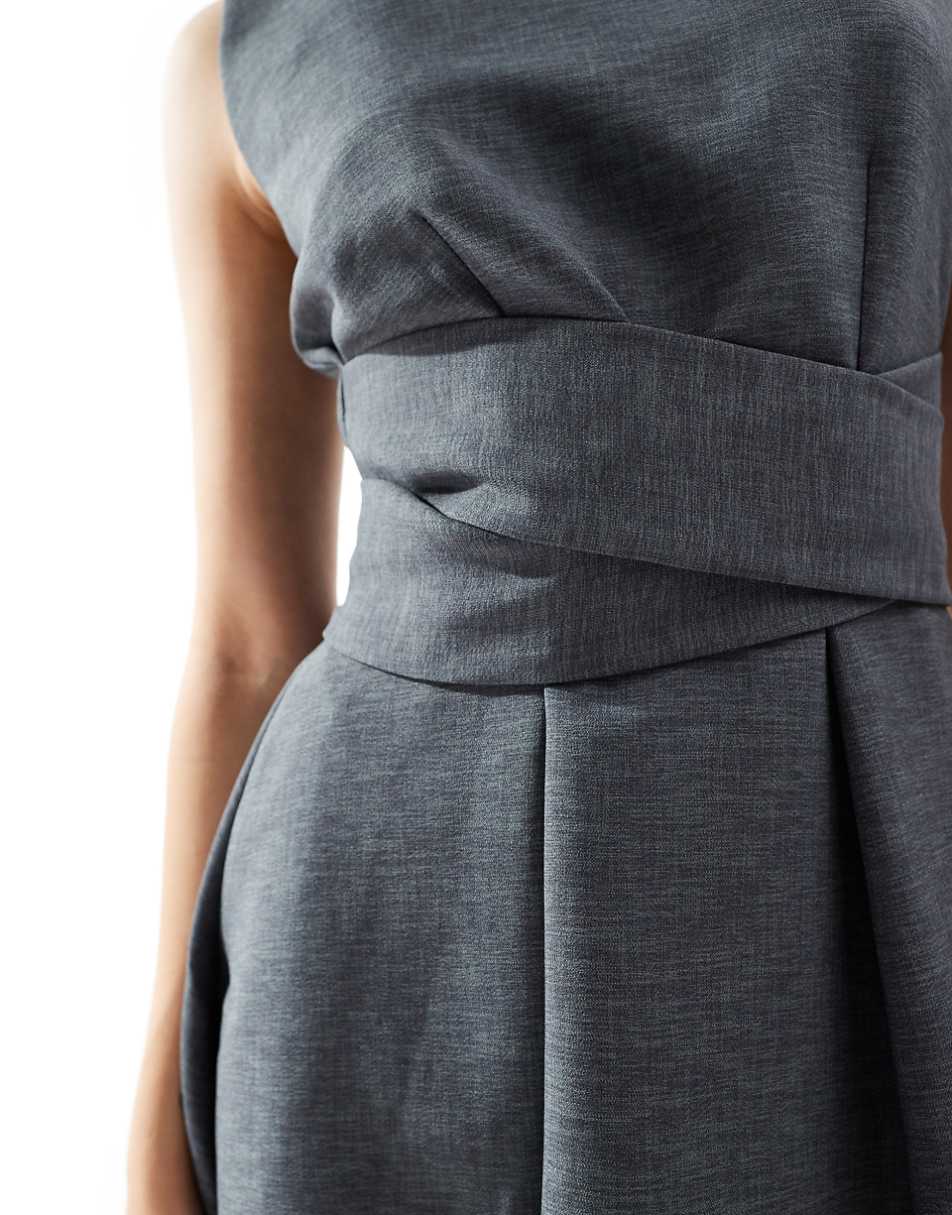 Closet London structured mini dress in charcoal