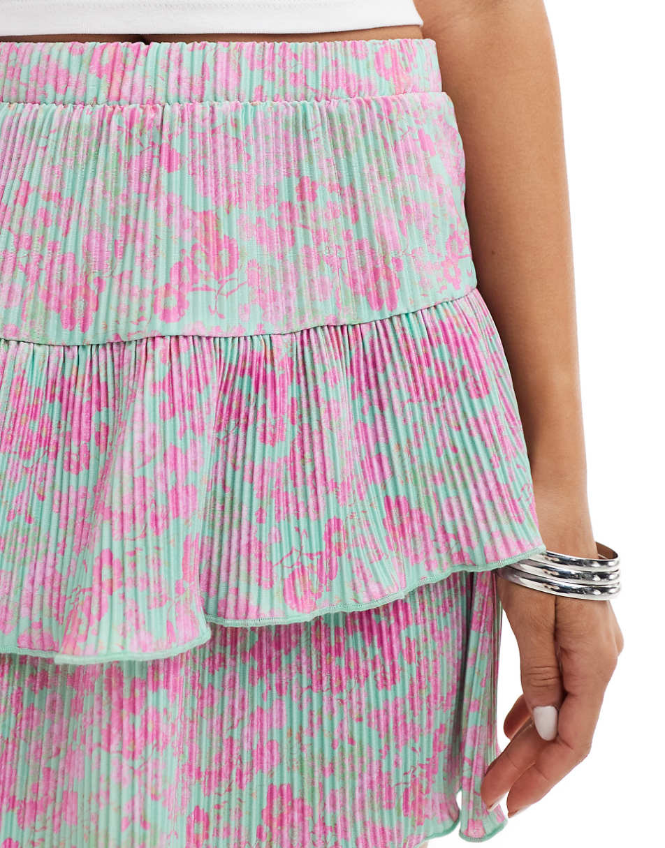 ASOS DESIGN plisse flippy mini skirt in floral