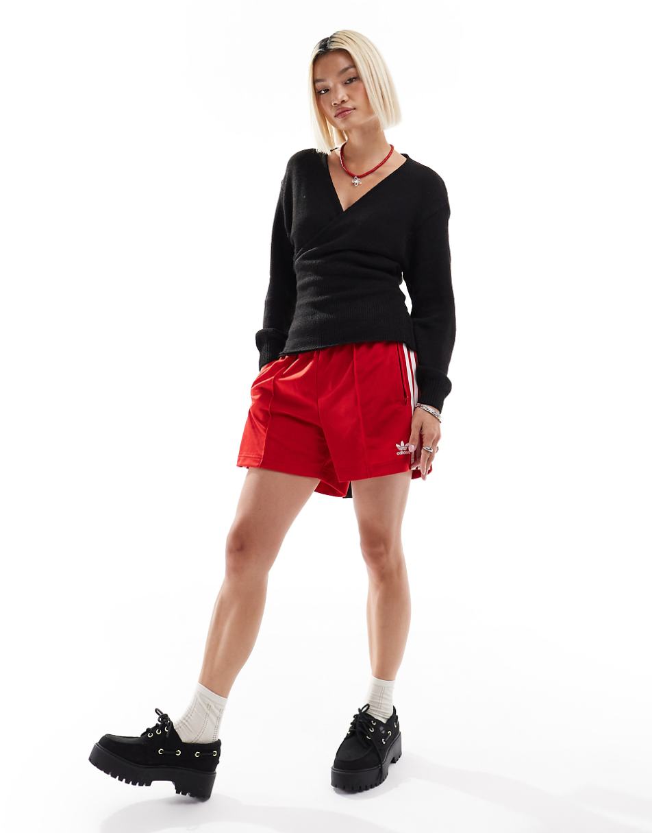 Glamorous wrap front sweater in black knit