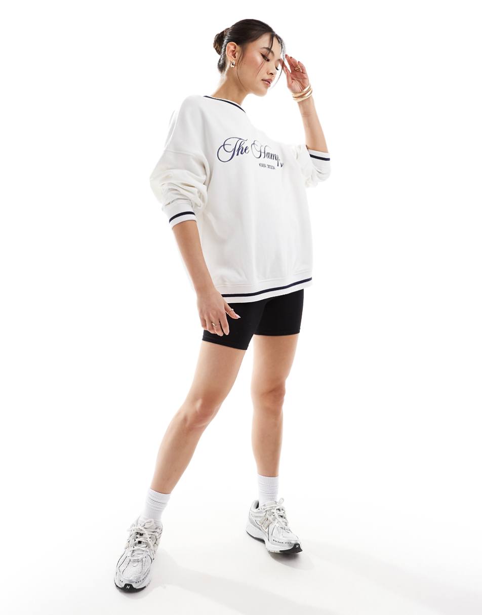 Kaiia Hamptons logo contrast edge sweatshirt in white